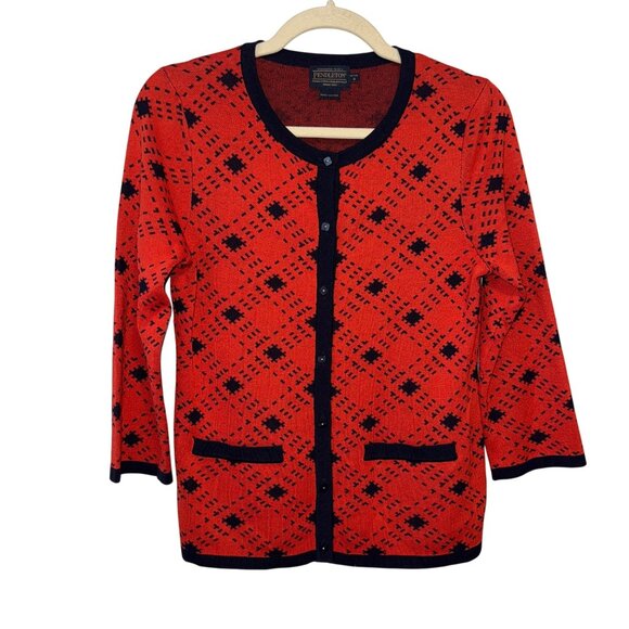 Pendleton Womens Geometric Pattern Cardigan Sweater Size Petite Small. - Picture 1 of 8